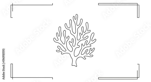 Stylized organic line art illustration resembling coral or a bare tree branch structure in