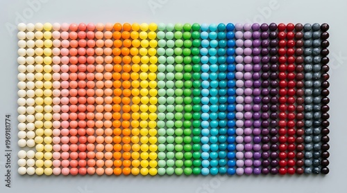Colorful candy pieces arranged in a smooth gradient pattern from light to dark tones, creating a bright and playful visual background.