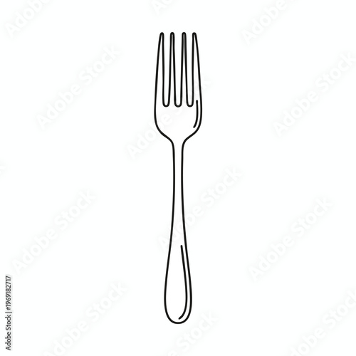Line art of a four-tined fork on a white background