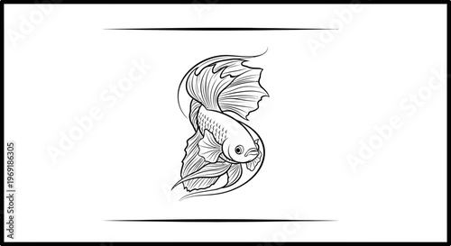 Elegant Siamese fighting fish illustration showcasing detailed fins and aquatic grace artwork