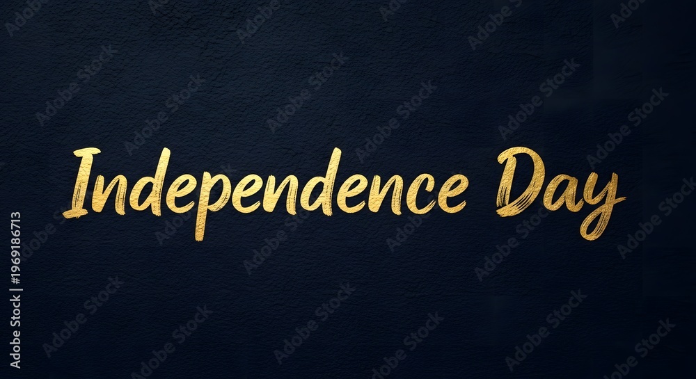 Fototapeta premium Golden 'independence day' text on a dark blue background