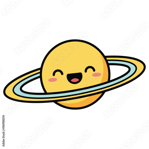Cute cartoon saturn a whimsical space illustration