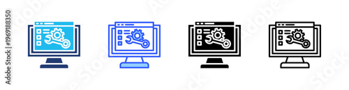 Maintenance Multiple Style Icon Set Collection Pack Web Banner Vector 