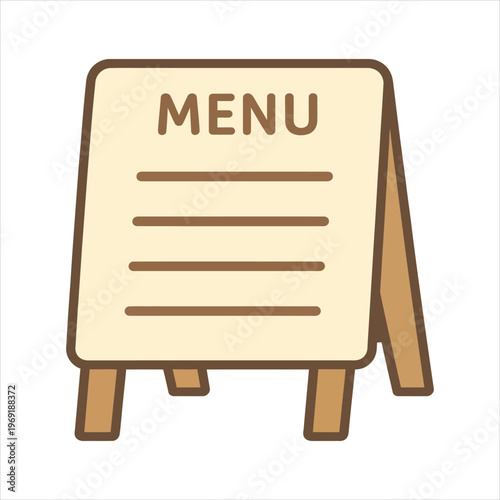 Simple flat vector illustration of a restaurant menu board standing on a white background.