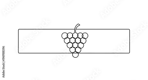 Simple outline of a grape cluster icon on a white background with rectangular border for