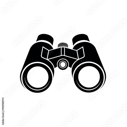 Black and white binoculars icon for observation and exploration.