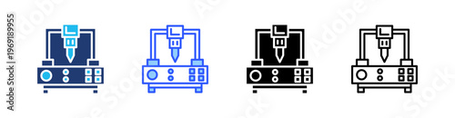 Machining Multiple Style Icon Set Collection Pack Web Banner Vector 