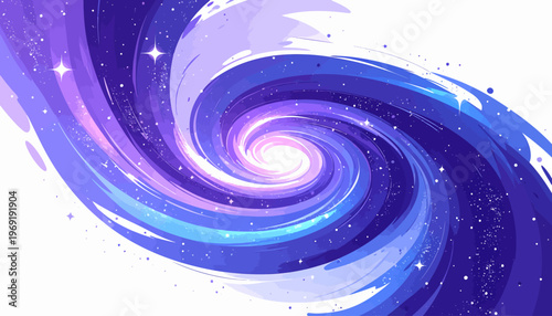 Mesmerizing Swirling Galaxy Art A Concept of Infinite Energy and Celestial Motion, Featuring Dynamic Blue and Purple Hues with Sparkling Stardust