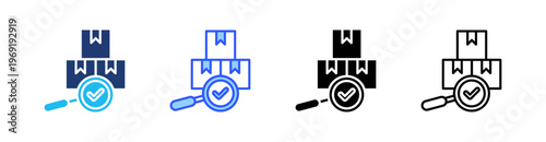 Material Inspection Multiple Style Icon Set Collection Pack Web Banner Vector 