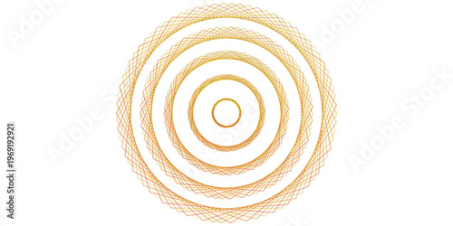 Abstract geometric radial pattern of concentric diamond shapes in warm golden yellow and reddish orange hues isolated on transparent background