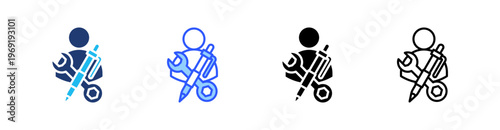 Skills Multiple Style Icon Set Collection Pack Web Banner Vector 