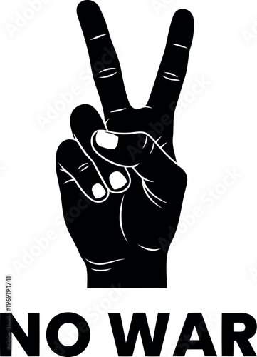 Illustration of peace hand sign gesture isolated for antiwar campaign design