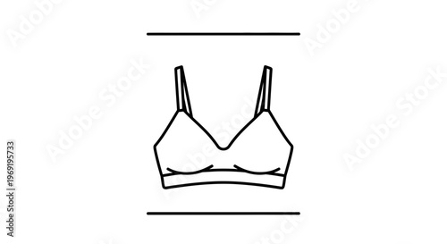 Minimalist line art illustration of a women's undergarment, depicting a comfortable soft cup bra