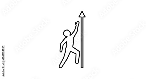 Minimalist icon illustrating a person striving for growth, progress, and achievement