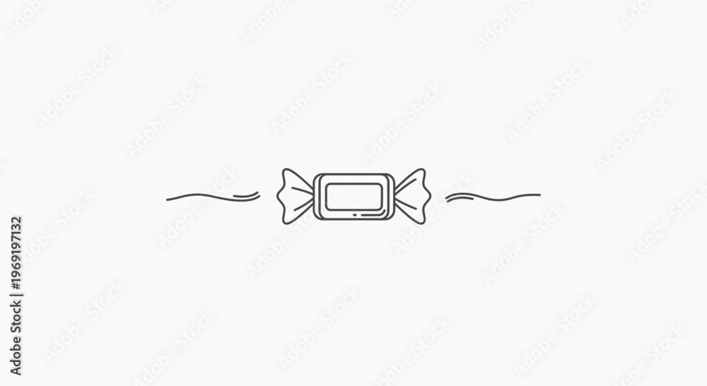 Fototapeta premium Minimalist monochrome line art illustration of a delightful wrapped candy design element on a