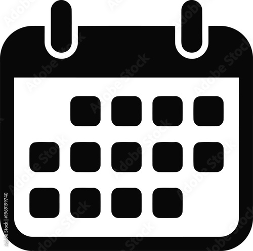 Calendar grid icon silhouette