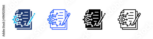 Smart Contract Multiple Style Icon Set Collection Pack Web Banner Vector 