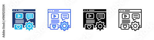 Content Management Multiple Style Icon Set Collection Pack Web Banner Vector 