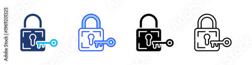 Private Key Multiple Style Icon Set Collection Pack Web Banner Vector 