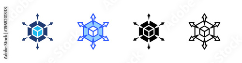 Decentralization Multiple Style Icon Set Collection Pack Web Banner Vector 