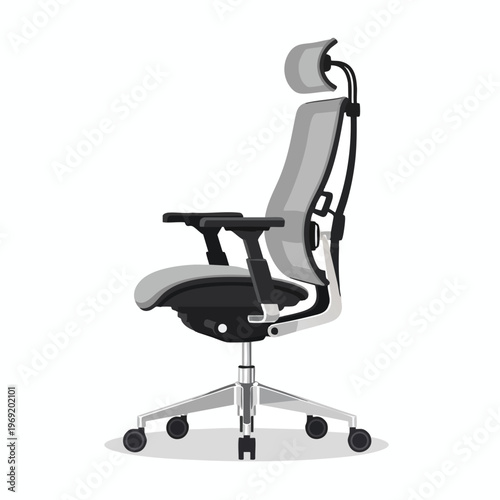 Ergonomic office chair with adjustable headrest, lumbar support, and armrests