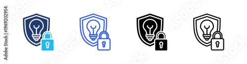 Intellectual Property Multiple Style Icon Set Collection Pack Web Banner Vector 