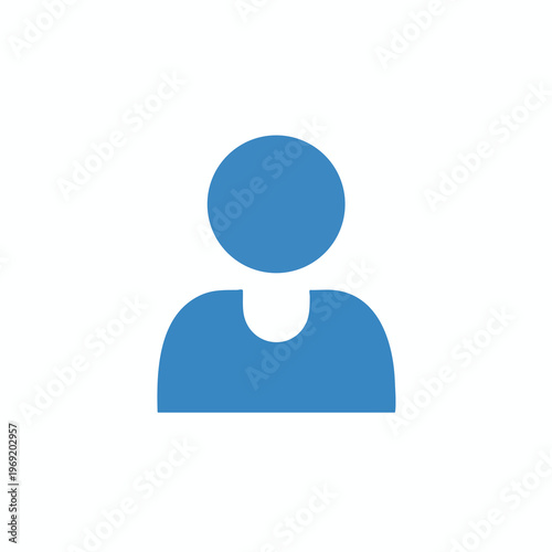 Stylized blue silhouette of a person with a rounded head and a semicircular cut-out