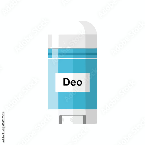 Simple illustration of a blue deodorant stick with the word "Deo" clearly visible
