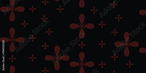 Elegant Maroon Floral Pattern Design with Abstract Cross Shapes on Transparent Background for Creative Projects