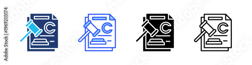 Copyright Law Multiple Style Icon Set Collection Pack Web Banner Vector 