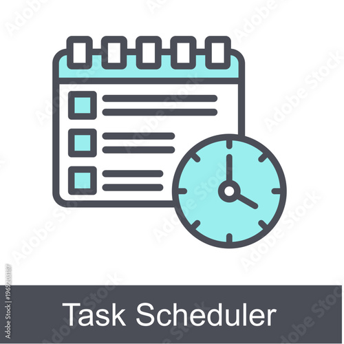 Task Scheduler Blue Vector Icon On White Background 
