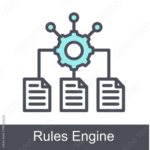 Rules Engine Blue Vector Icon On White Background 
