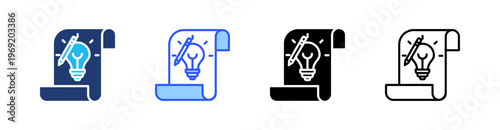 Design Patent Multiple Style Icon Set Collection Pack Web Banner Vector 