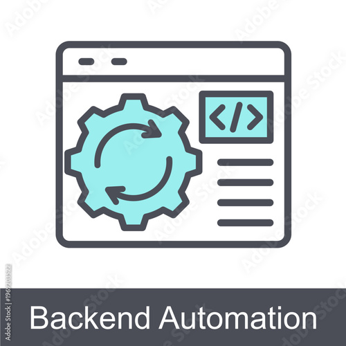 Backend Automation Blue Vector Icon On White Background 
