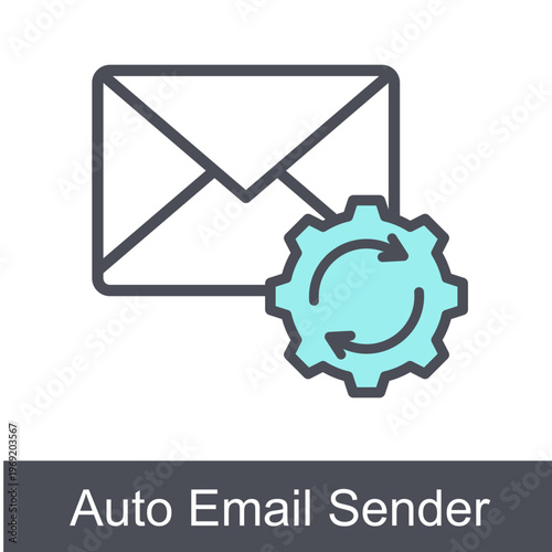 Auto Email Sender Blue Vector Icon On White Background 
