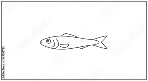 Minimalist fish line art illustration showcasing a sleek aquatic creature design perfect for icons
