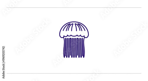 Elegant minimalist blue line art jellyfish illustration showcasing simple marine life design