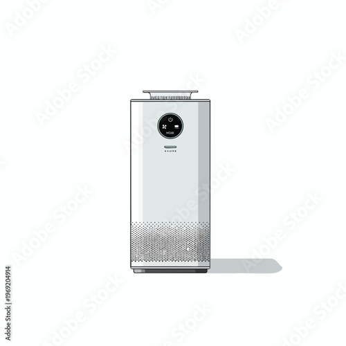 Sleek white air purifier with a touch-sensitive control panel and textured bottom