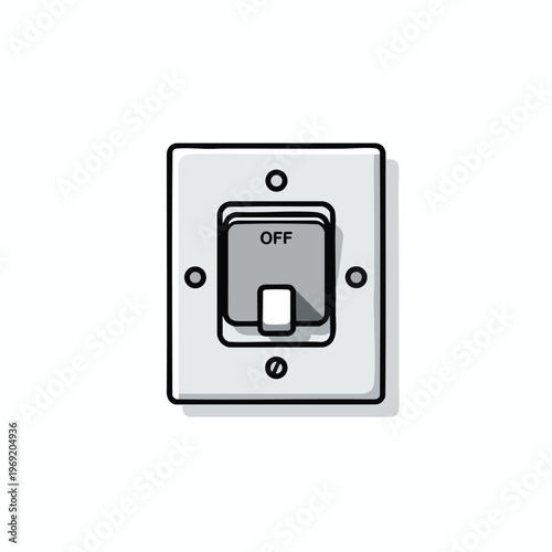 A simple, flat-shaded illustration of an electrical light switch in the off position