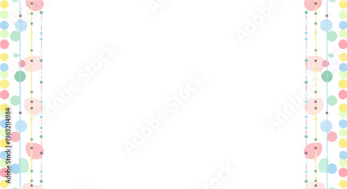 Soft pastel beaded garlands frame a blank white background, perfect for invitations or decorations