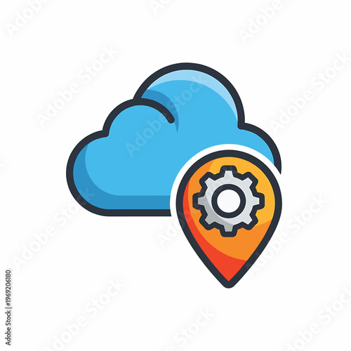 Cloud with gear icon location.