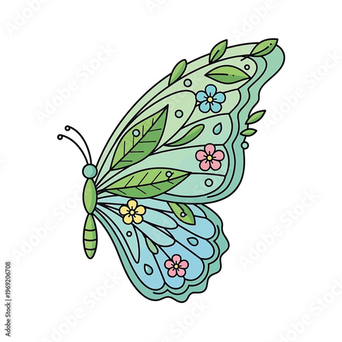 Colorful Butterfly with Floral Patterns 1.