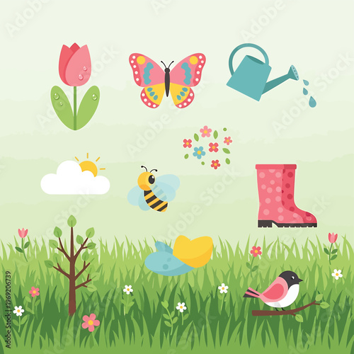 Colorful Butterfly in Garden Scene.