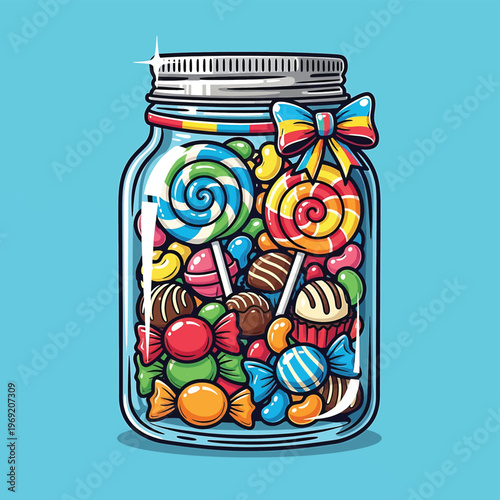 Colorful candies in a jar 1.