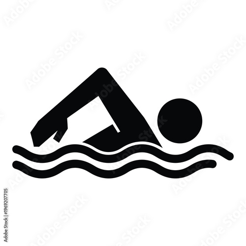 Swimming person in water with waves and a ball  sports icon icon