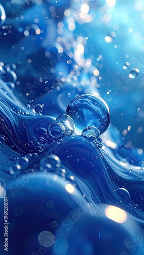 Wallpaper Mural A mesmerizing display of swirling blue liquid and glistening bubbles creates an ethereal and captivating visual experience. Torontodigital.ca