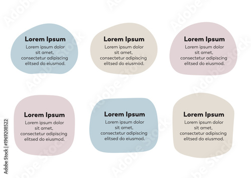 柔らかい曲線のアイコンとフレームセット　色地
