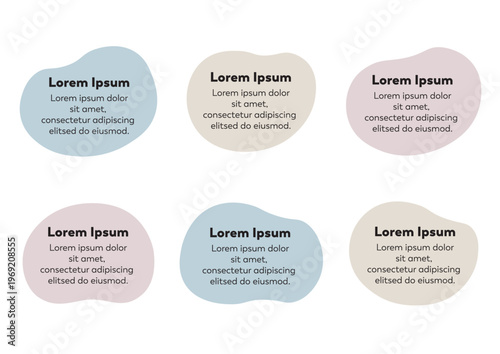 柔らかい曲線のアイコンとフレームセット　色地