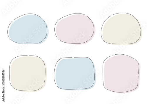 柔らかい曲線のアイコンとフレームセット　色地