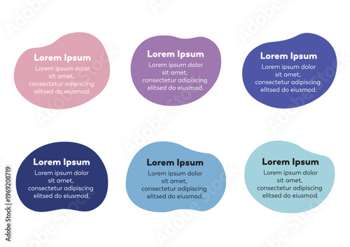 柔らかい曲線のアイコンとフレームセット　色地